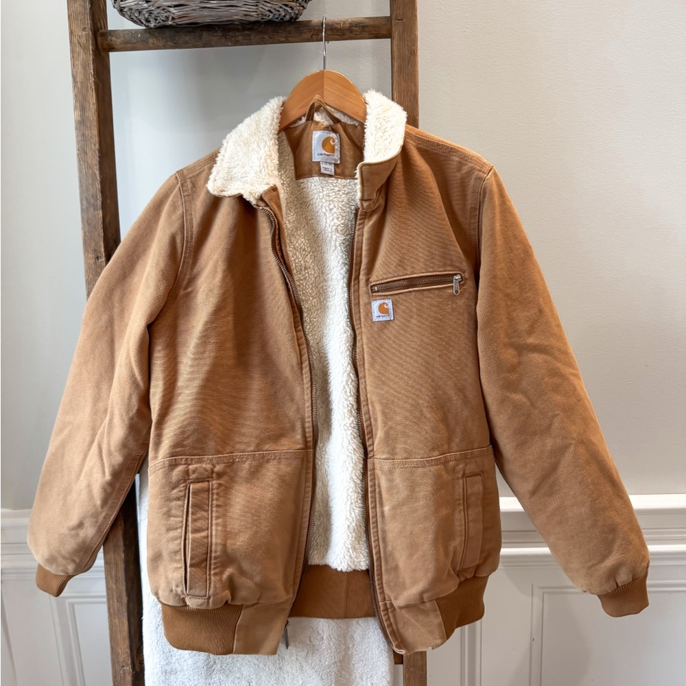 Carhartt Brown Sherpa-Lined Zip Jacket